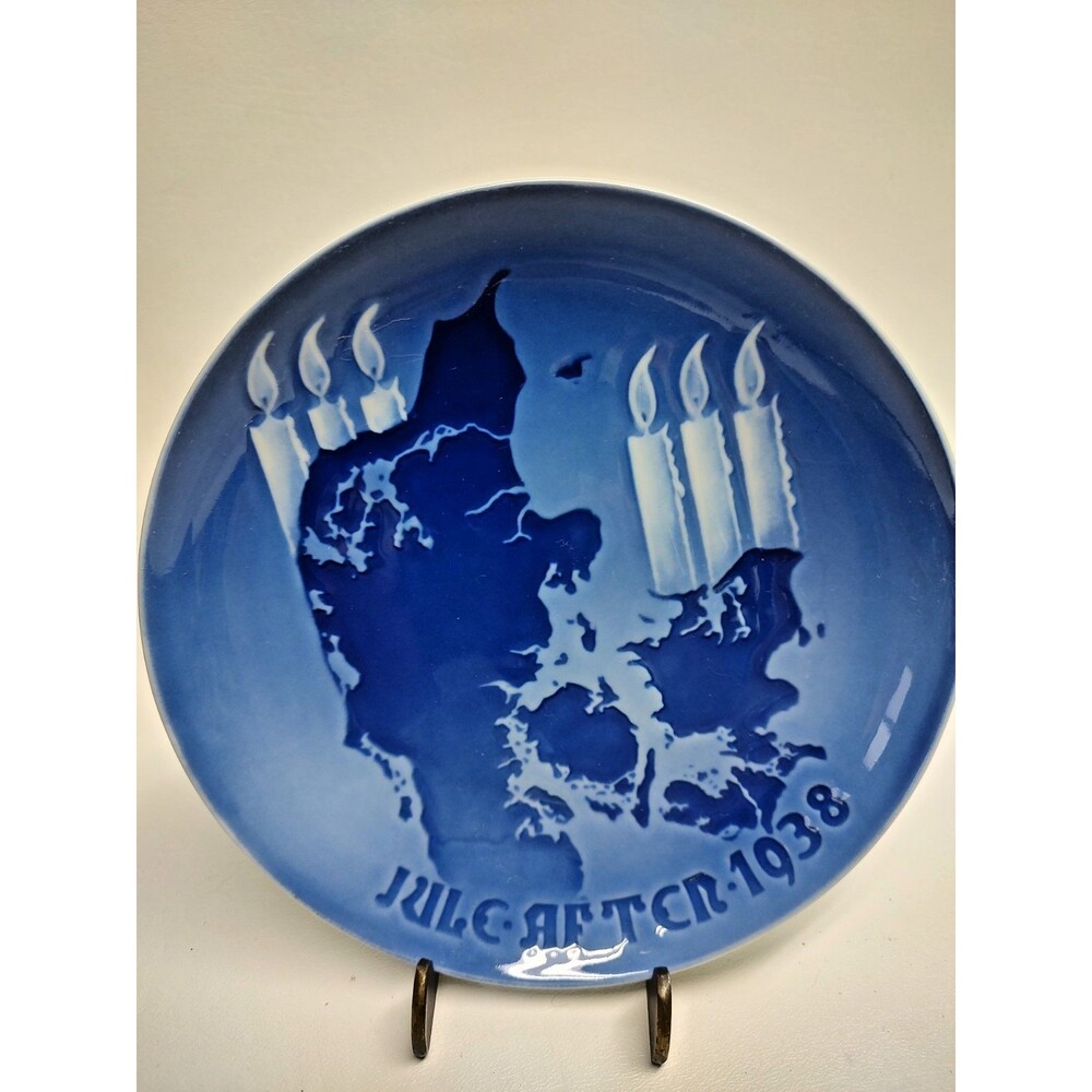Vintage 1938 Bing & Grondahl Blue Plate Candles Denmark 7" B &G Danmark